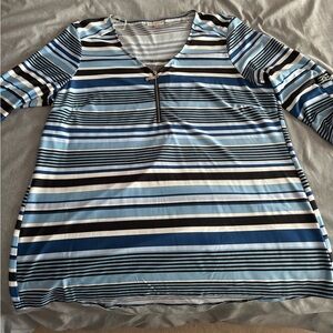 Roz & Ali Blue Striped Long Sleeve Top